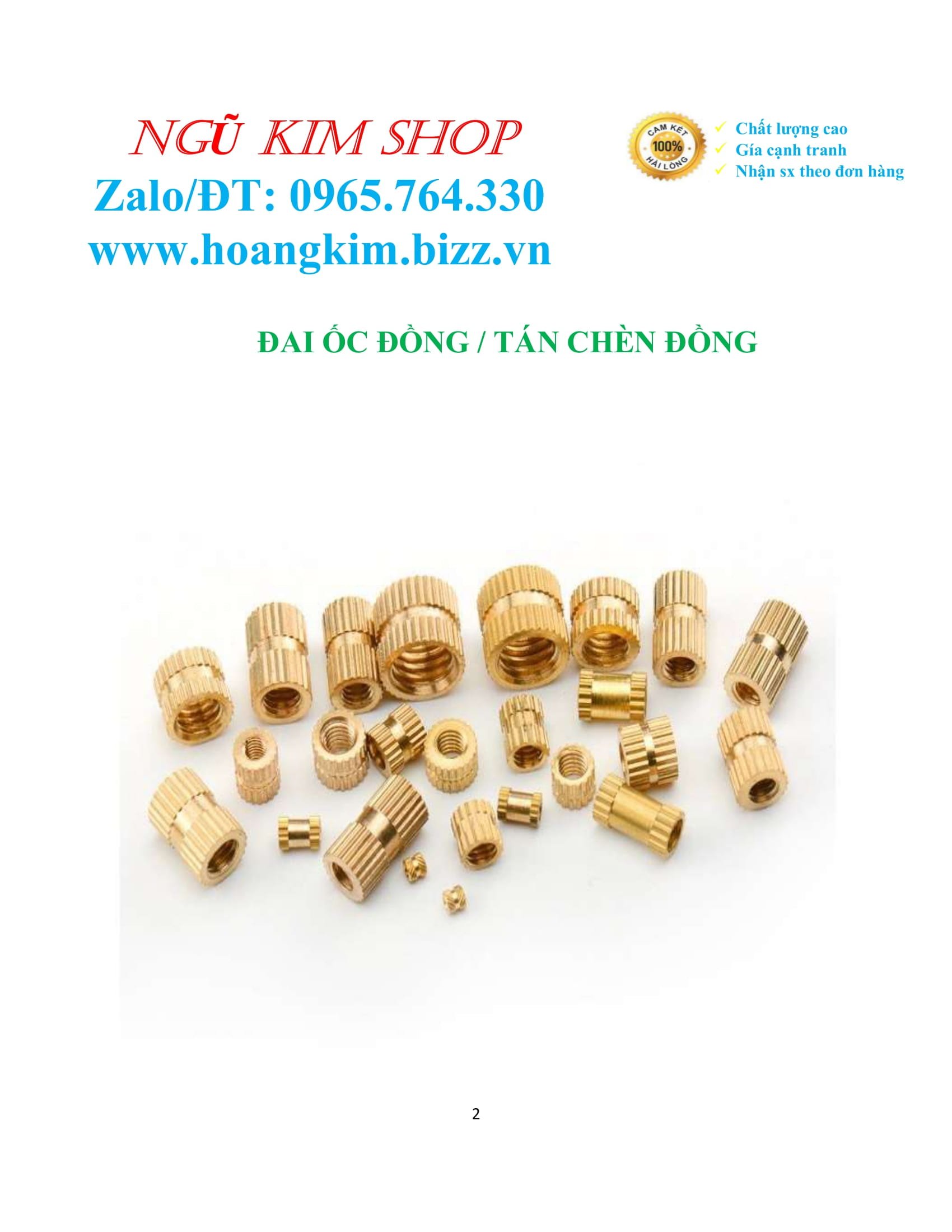 ĐAI ỐC ĐỒNG _ TÁN CHÈN ĐỒNG M3, M4, M5, M6, M8