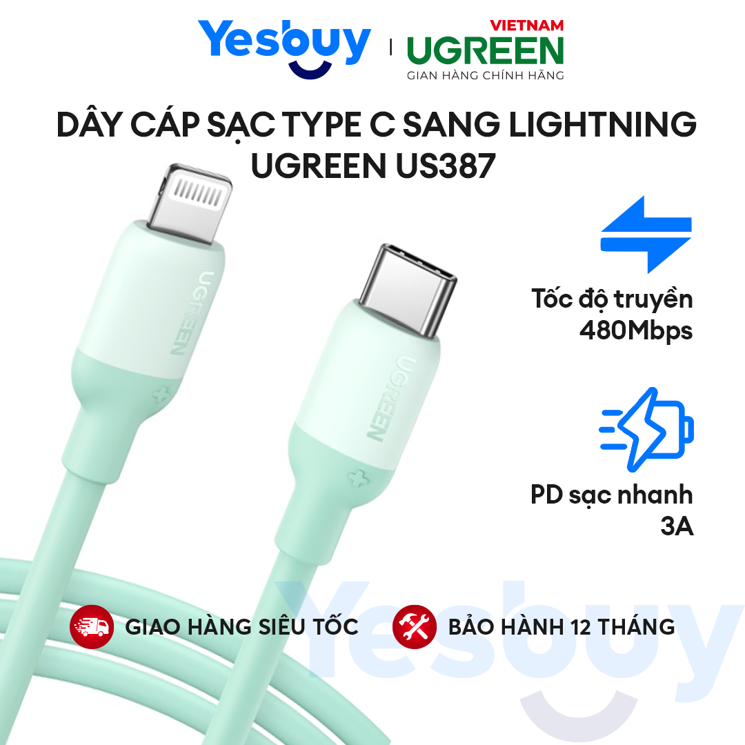 Dây cáp sạc type C sang lightning dài 1m UGREEN US387
