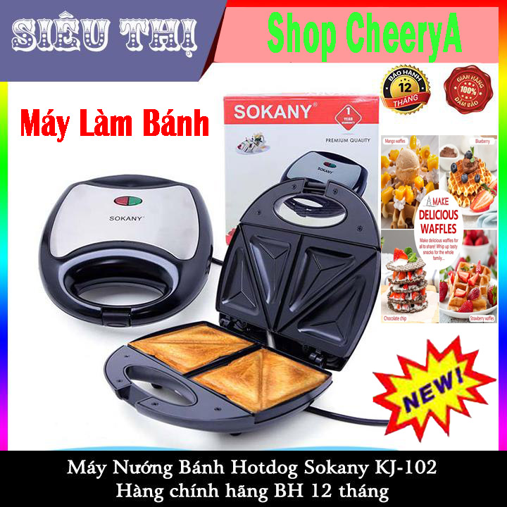 Máy làm bánh Sokany KJ-102 làm bánh hotdog hoặc kẹp sandwich Công suất 750W