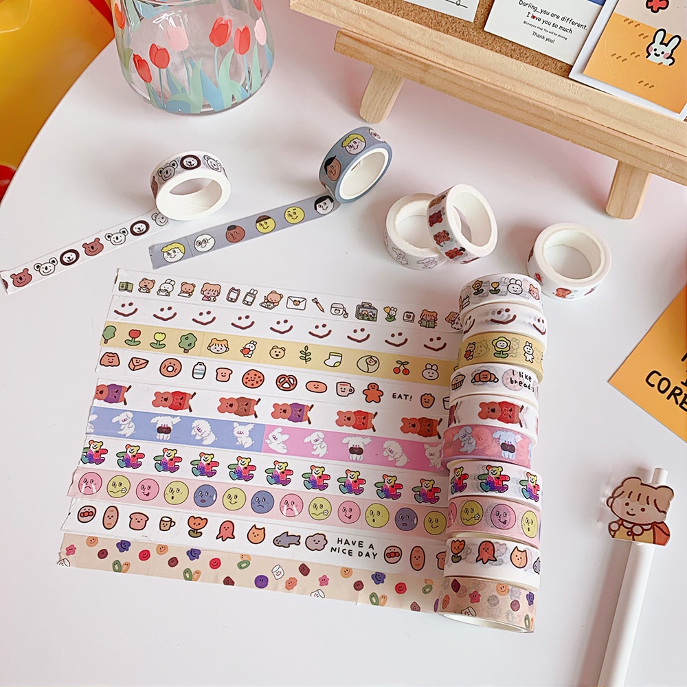 Cuộn Băng Keo Giấy Washi Dễ Thương HÀN QUỐC Trang Trí