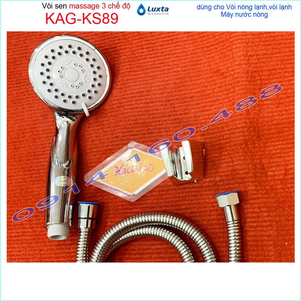 [HCM]Vòi sen Luxta KAG-KS89 tròn trọn bộ có dây, Best Sales shower head vòi hoa sen nhiều chế độ tia nước hạt mưa mạnh sử dụng tốt
