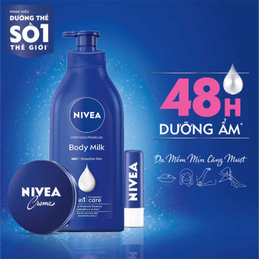 Dưỡng Thể Dưỡng Ẩm Chuyên Sâu Nivea 550ml Với x50 Vitamin E Giúp Phục Hồi Da Hư Tổn Cấp Ẩm Da Khô 48H Nivea Intensive Moisture Body Milk 550ml