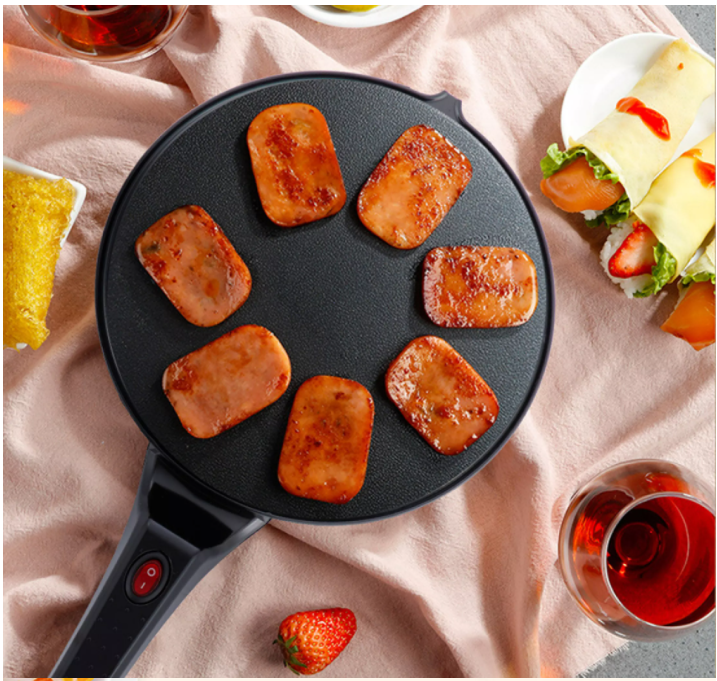 Chảo Điện Làm Bánh Pancake,Máy Làm Bánh Pancake,Máy Chuyên Làm Bánh Cuốn,Bánh Tráng, Bánh Crepe,Bánh Pancake Chảo Nướng Bánh Bằng Điện,Tặng Kèm Đĩa Và Đầu Khuấy Bột Thiết Kế Tinh Sảo,Đơn Giản Dễ Dùng