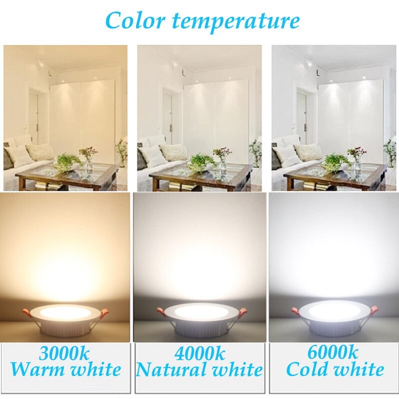 Đèn led âm trần 7w viền vàng 3 chế độ - Phi 90