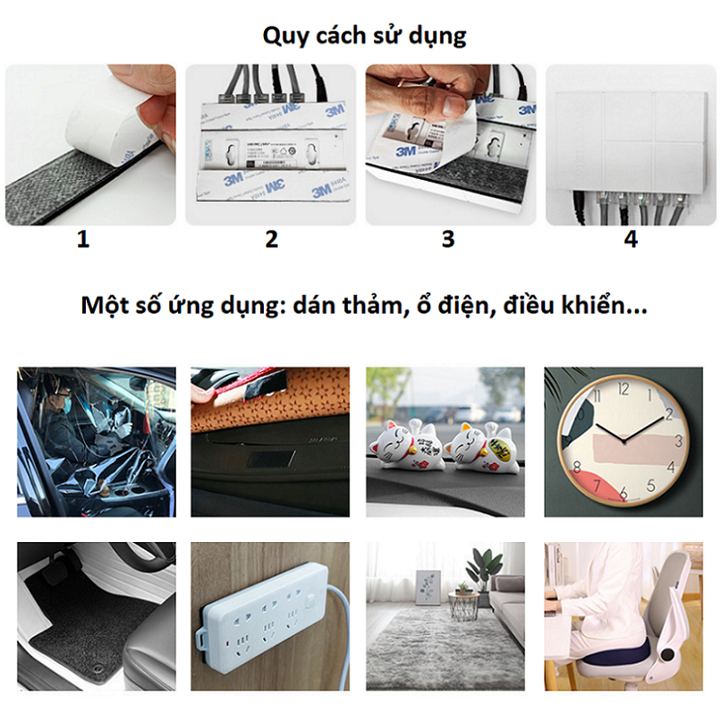 Băng dính gai đa năng 3M Velcro khổ rộng 2cm chịu nhiệt độ cao 180 độ - nhiệt độ thấp âm 20 độ C