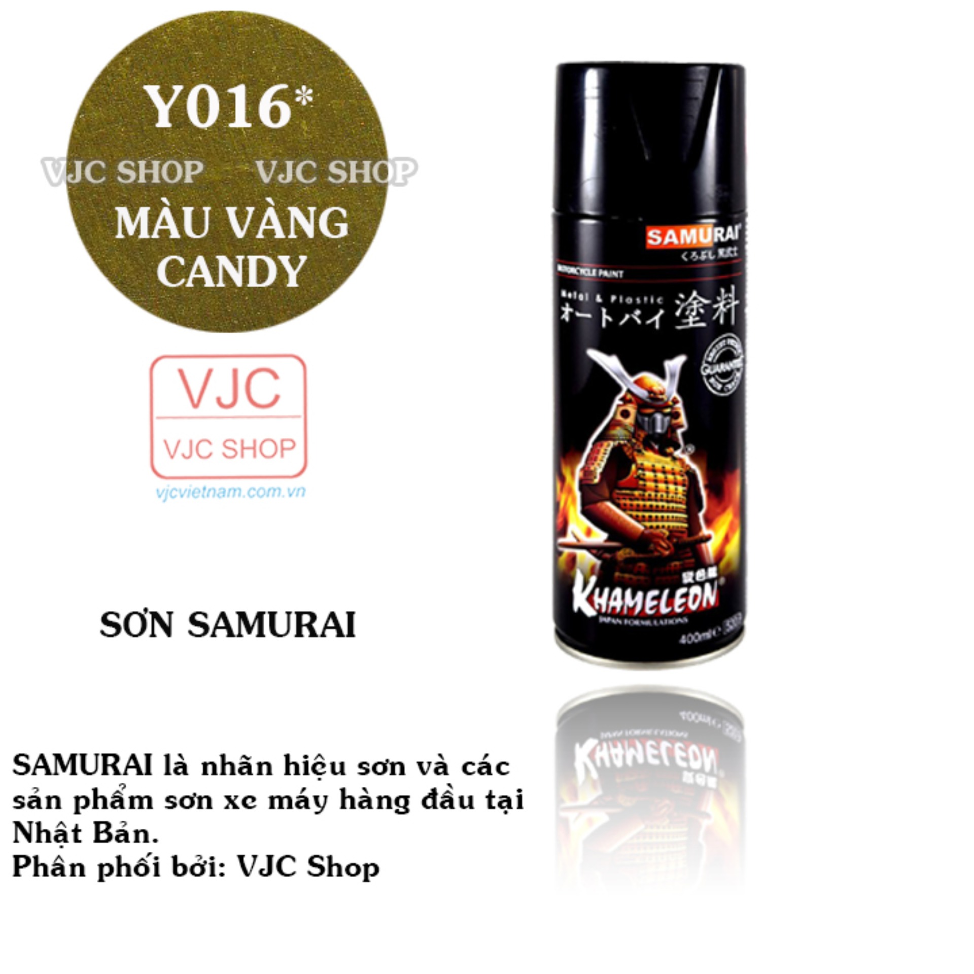 Chai sơn xịt sơn xe máy Samurai màu vàng