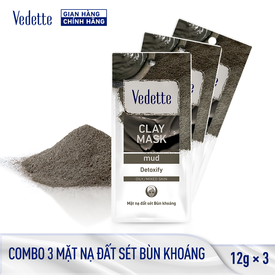 Combo 3 Mặt Nạ Đất Sét Vedette Bùn Khoáng (Mud) 12g (TPM397)