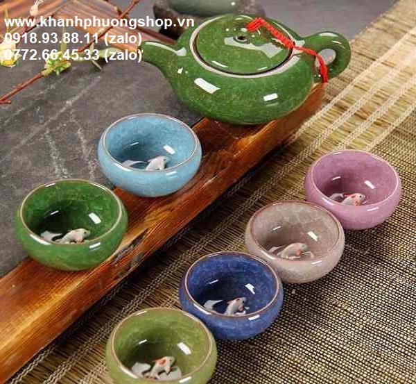 [HCM]bộ ấm chén hình cá 3d kèm khay