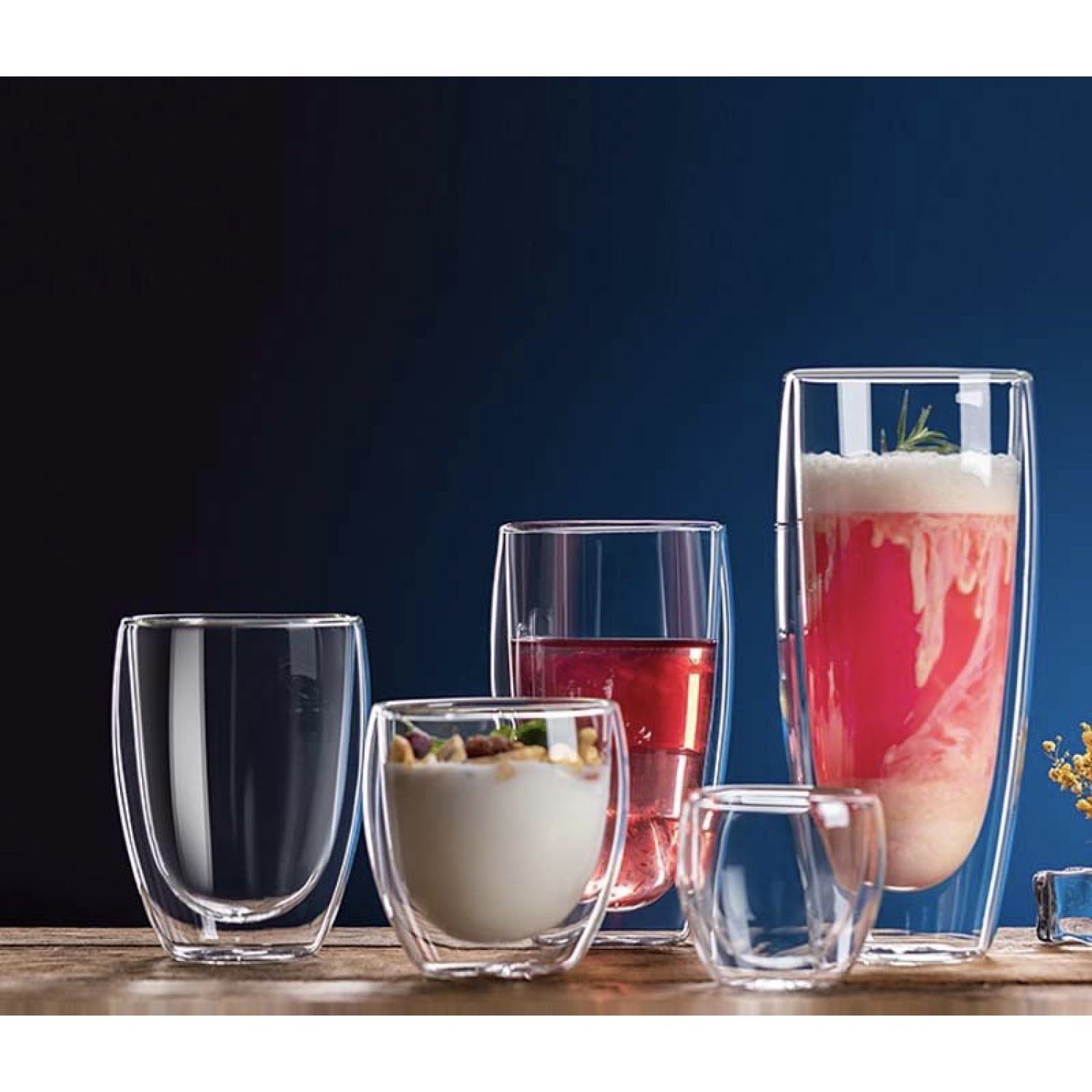 Cốc thủy tinh 2 lớp 80ml - 250ml - 350ml - 450ml (Thủy tinh chịu nhiệt Borosilicat)