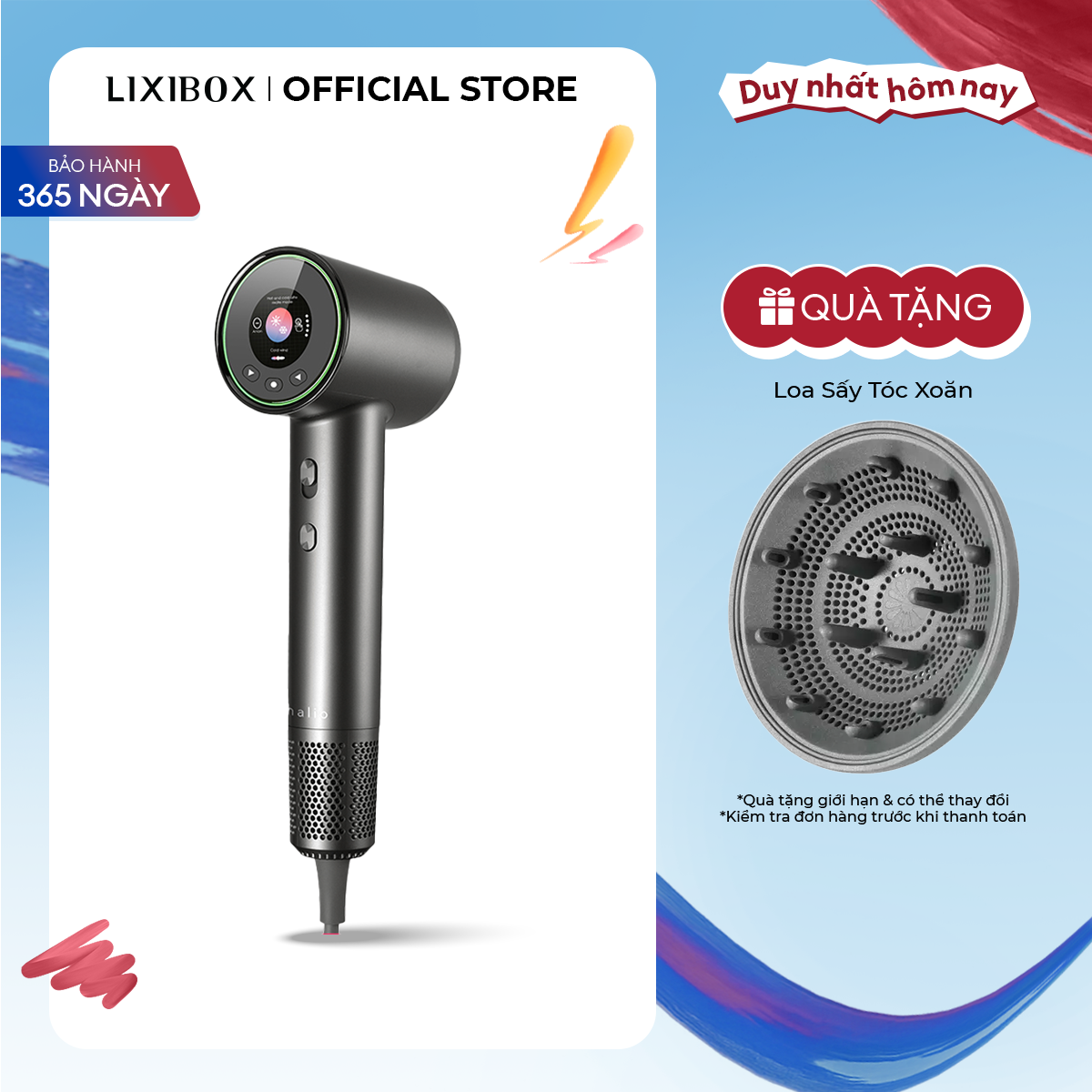 Máy Sấy Tóc Ion Âm 5 Chế Độ Màn Hình LCD Halio Hypersonic Hair DryerTốc Độ Đến 110.000 Vòng/phút