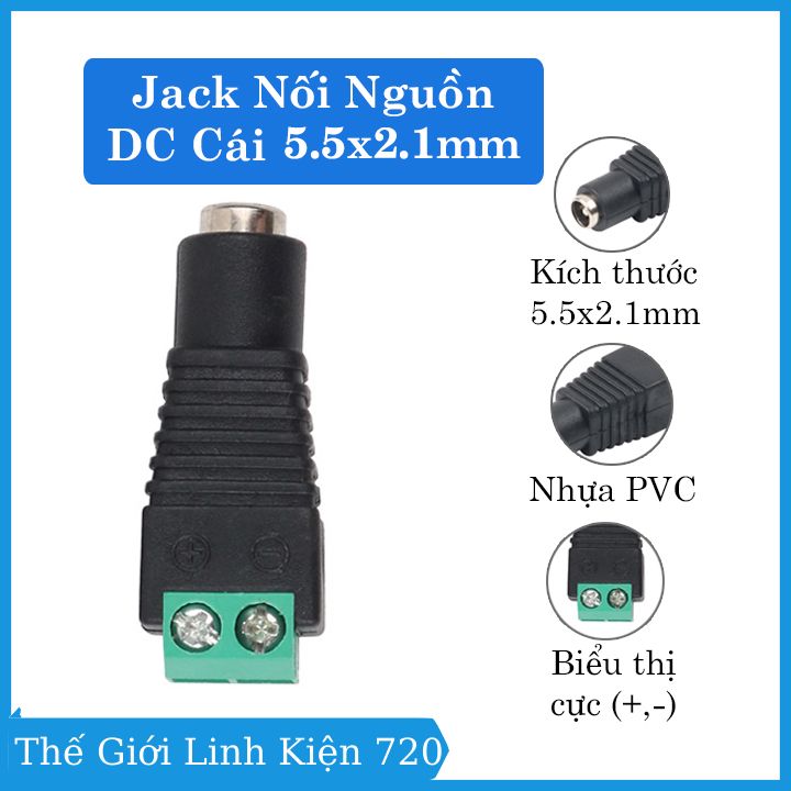 Jack nối nguồn dc cái 5.5x2.1mm