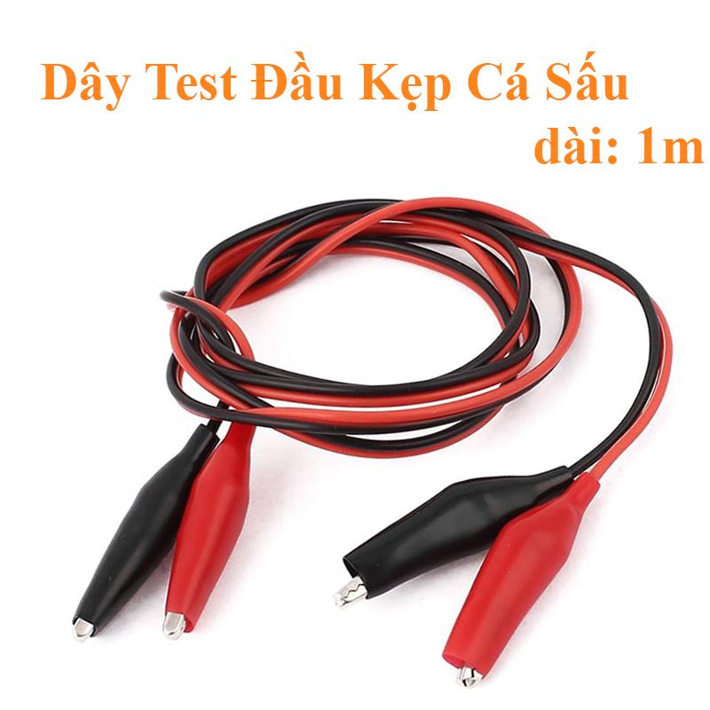 Dây Test Điện Tử 2 Đầu Kẹp Cá Sấu dài 1m (1 cặp dây đỏ & đen)
