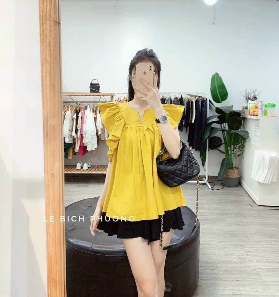 Áo bàu thiết kế cổ vuông xinh
