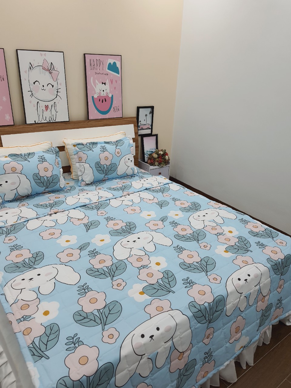 Bộ 5 món chăn hè thu, ga gối mẫu mới: thỏ tim xanh, nâu, tim đỏ new, cá voi xanh, công chúa ... - có bán lẻ Chỉ mua 01 chăn hè - Mền đắp điều hoà