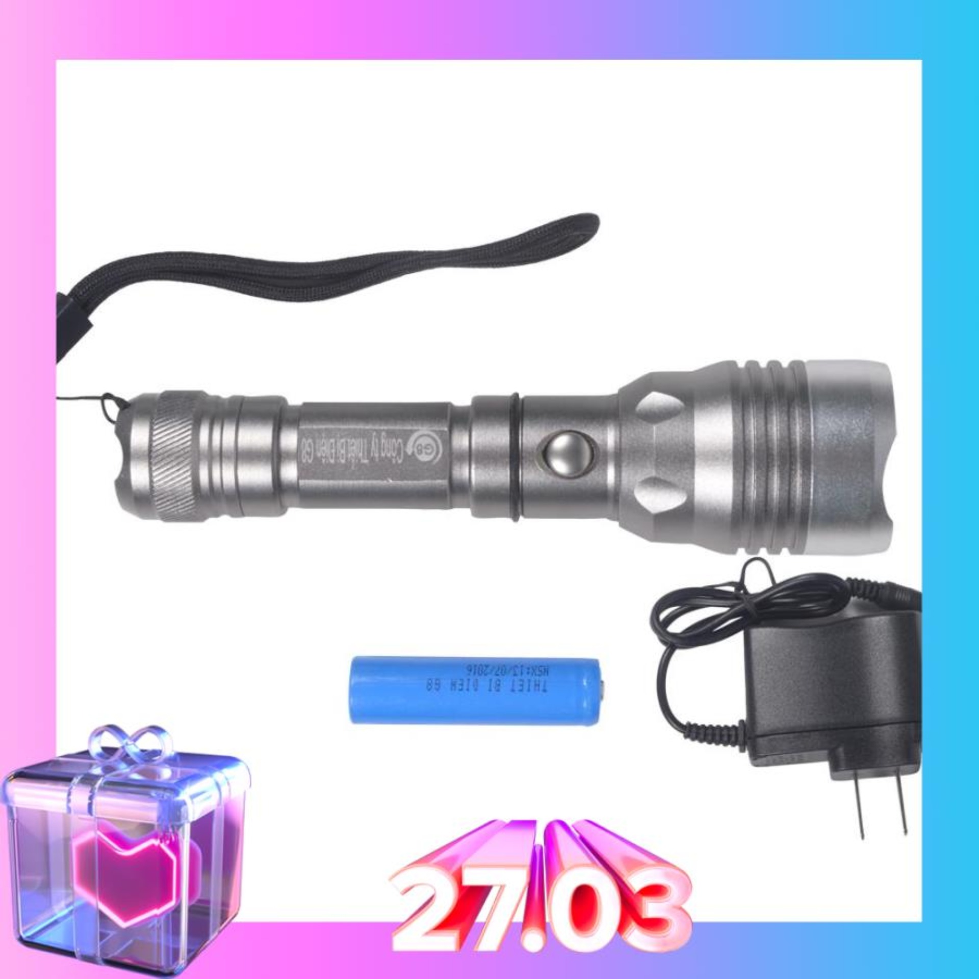 Đèn pin led siêu sáng g8- 569 Đèn pin led sạc