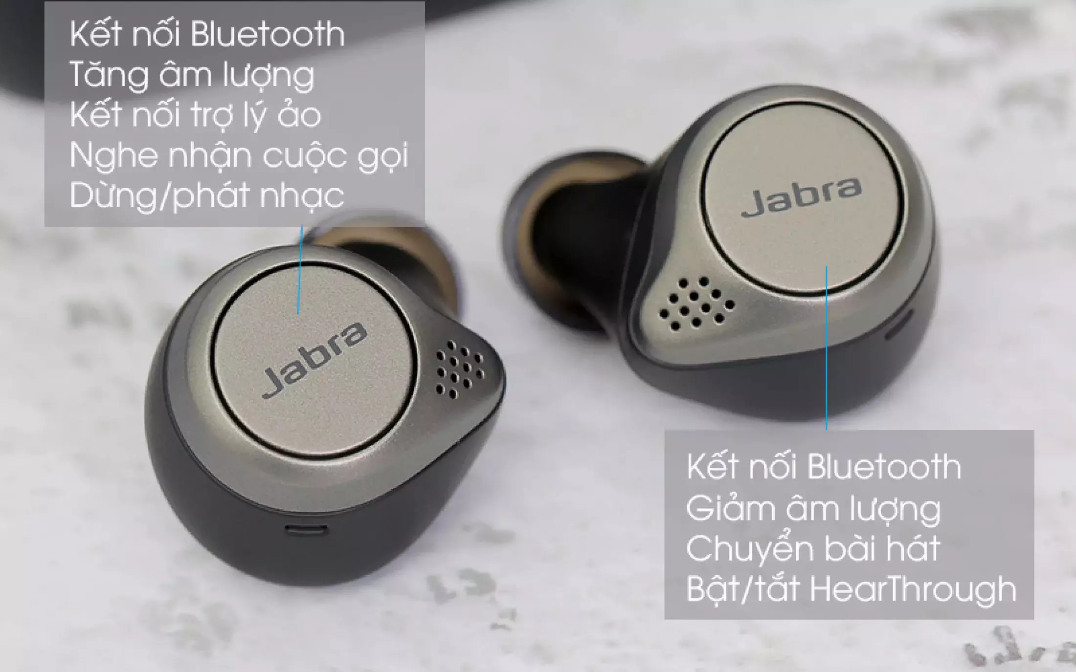Tai nghe Bluetooth True Wireless Jabra Elite 75T, Chất Âm Thanh Cao, Âm Trầm Mạnh Mẽ, Chống Nước và Chống Bụi IP55, Pin liên tục 28h, Tích hợp với các hệ điều hành hiện nay