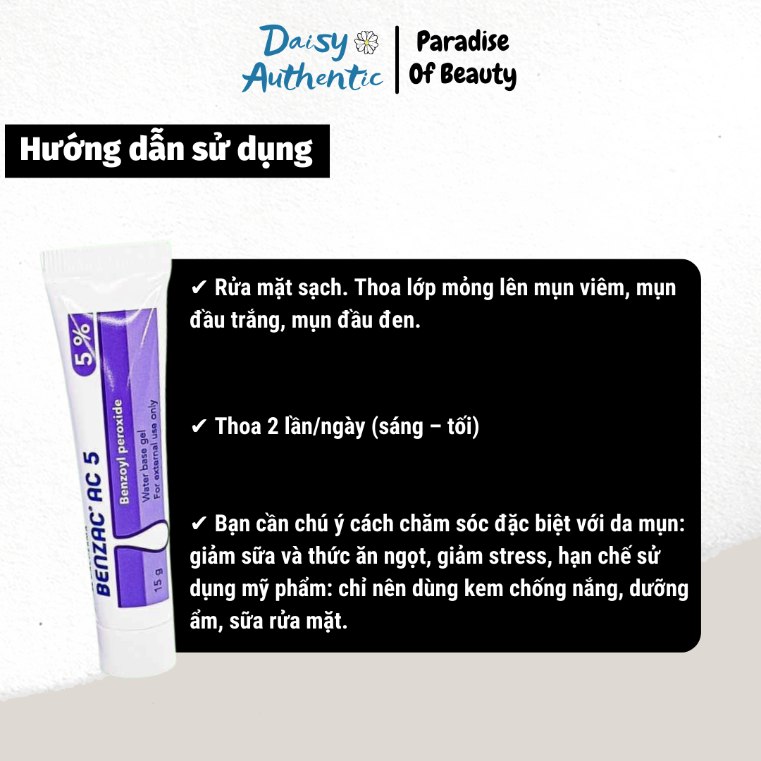 Benzac AC 5% Benzoyl Peroxide 15g - KEM GIẢM MỤN