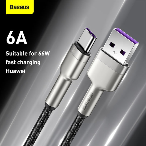 Cáp sạc nhanh, siêu bền Baseus Cafule Series Metal Data Cable USB to Type-C 66W (KHÔNG SẠC ĐƯỢC CHO DÒNG IP)