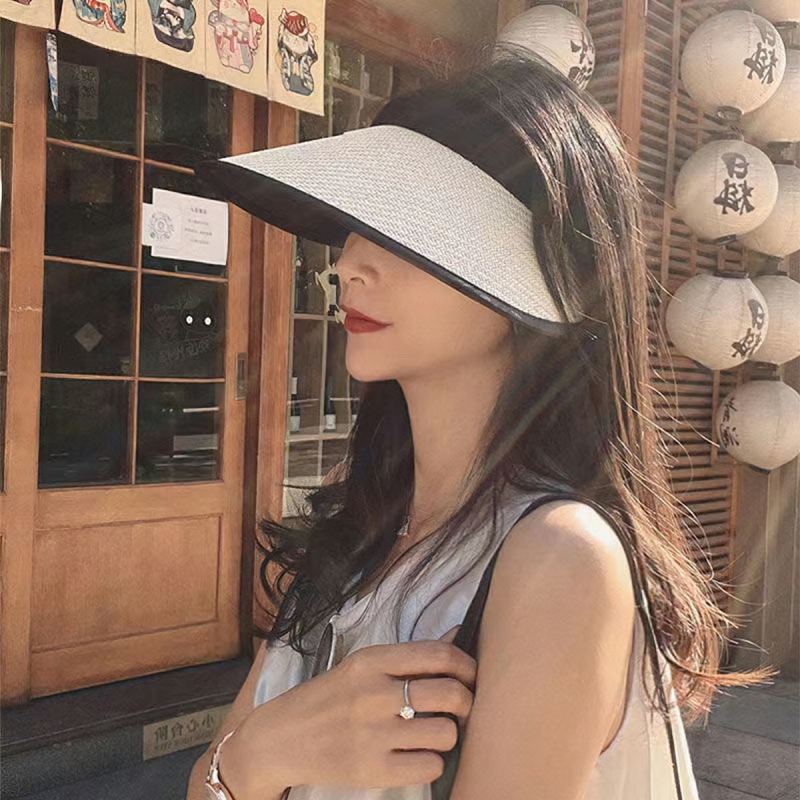 Women straw wide brim Beach Hat sun hat double eaves baseball cap Outdoor