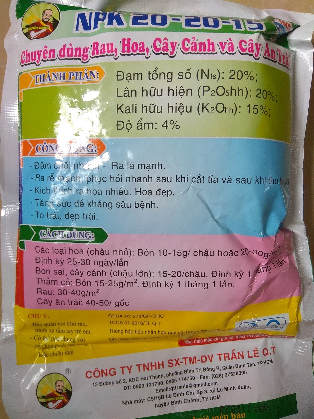 Phân bón NPK 20-20-15 BIOMAX - gói 1 kg