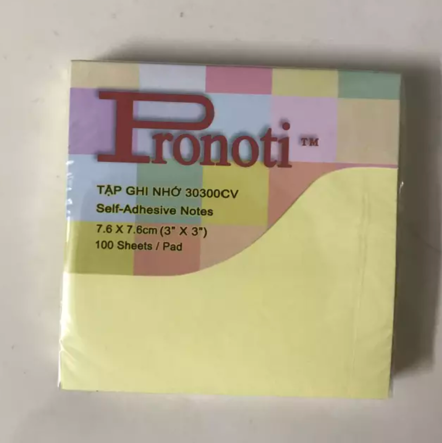 Combo 2 xấp giấy note vàng 3x3 Pronoti 7,6cm x 7,6cm