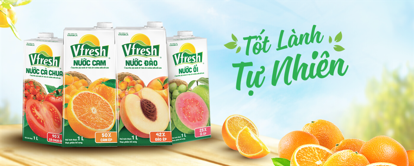 Thùng 12 hộp Nước Vfresh cam ép Necta 50% Hộp giấy 1L