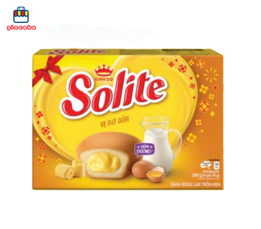 Bánh Bông Lan Tròn Solite Vị Bơ Sữa 288gram ( 16 gói x 18gr )
