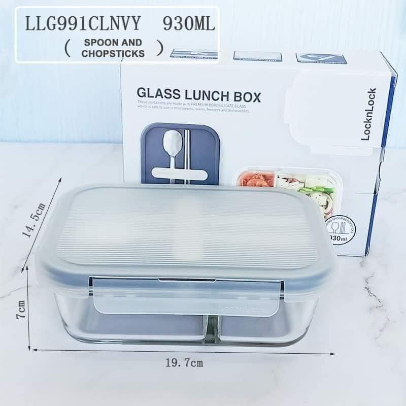 Hộp Cơm Thủy Tinh Lock&Lock Kèm Muỗng Đũa 930ml LLG991CL