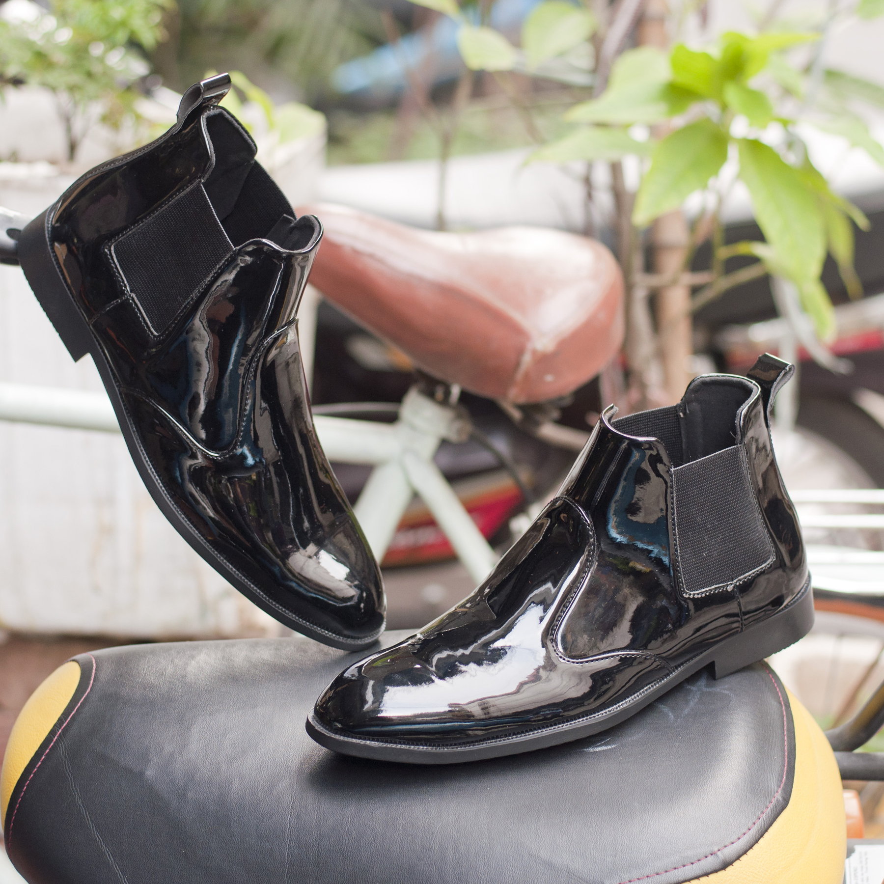 Giày Chelsea boot nam đẹp cổ chun da bóng CB520