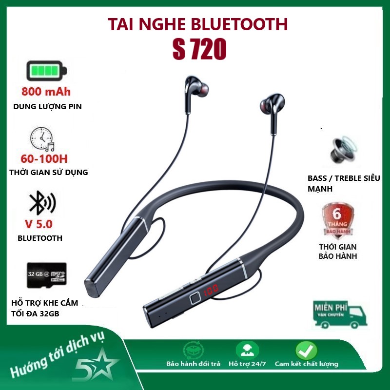 Tai Nghe Bluetooth 5.0 Không dây Phiên Bản Nâng Cấp Thông Minh S720 .Pin