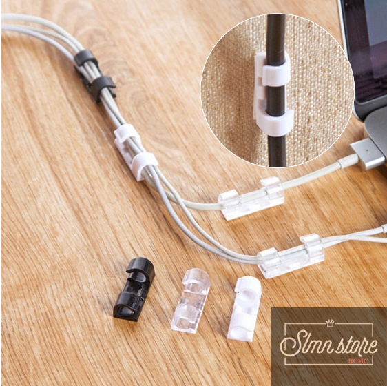 [HCM]Nẹp dây điện dán tường trong suốt nẹp treo giữ cố định dây sạc cáp sạc thông minh bộ kẹp đi dây điện 20 cái có kèm keo dán.