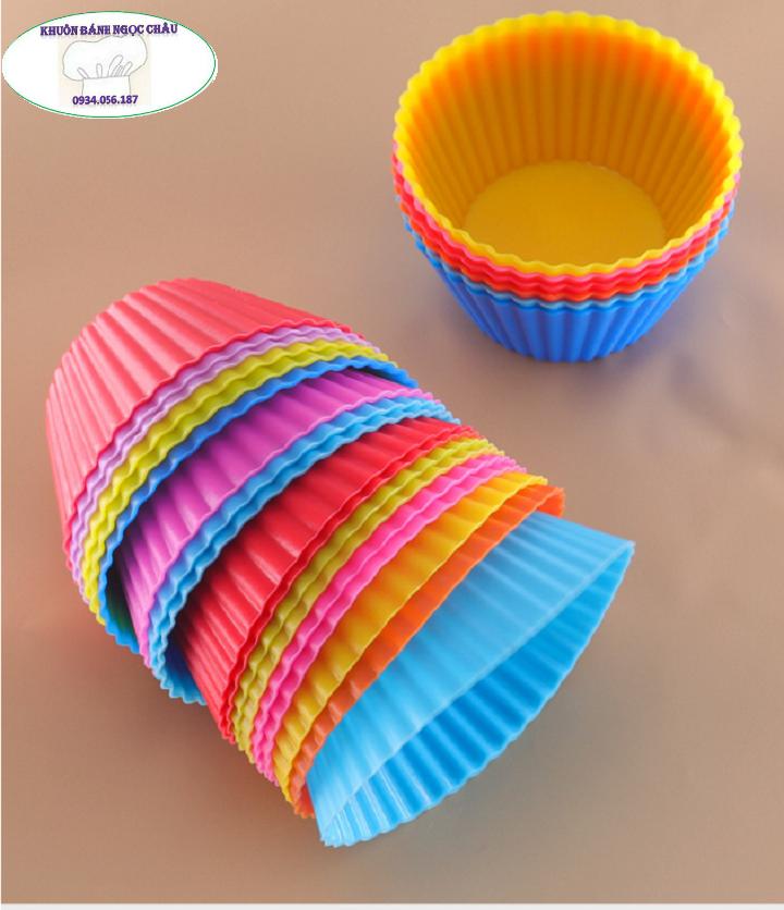 Combo 12 khuôn silicon làm bánh cupcake, bột lọc