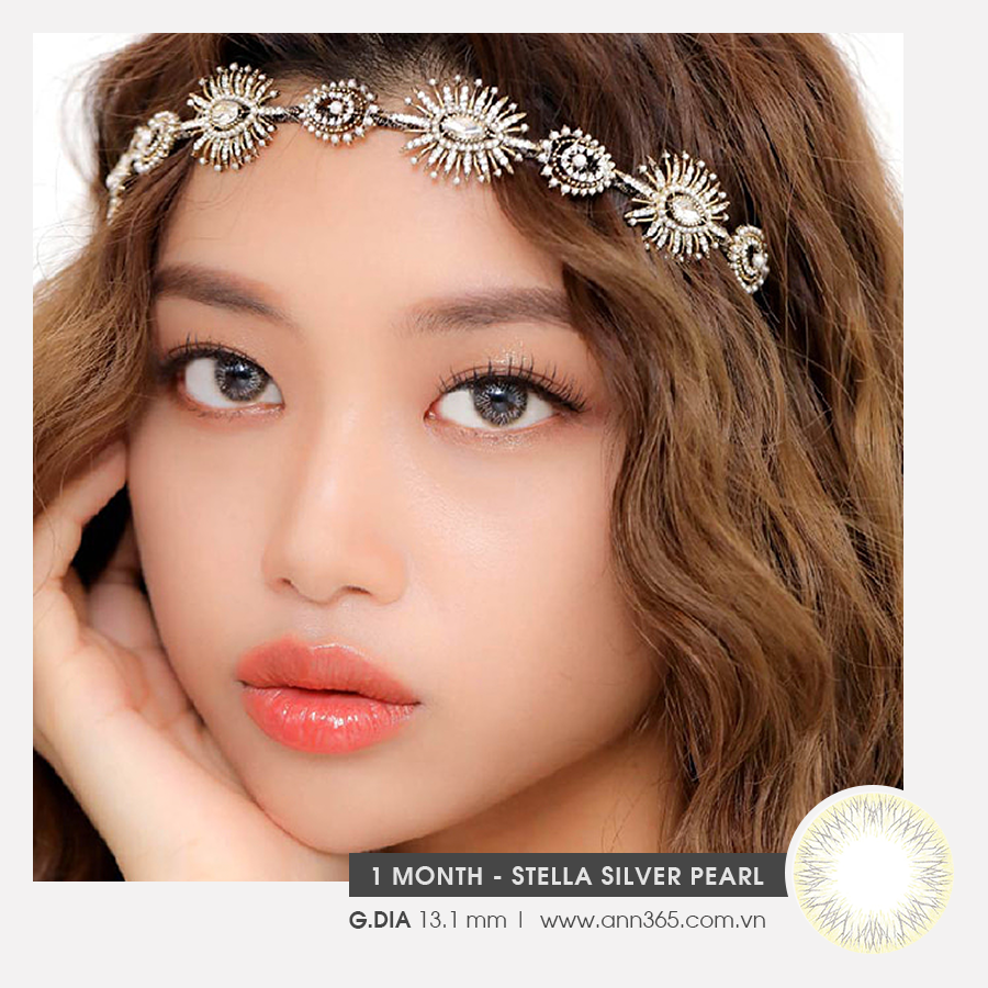 [𝐍𝐡𝐮̃ 𝐁𝐚̣𝐜] Lens Mắt Thời Trang Cho Nàng Đi Dạ Tiệc, Lễ Hội Stella Silver Pearl Với Nhũ Bạc Tạo Nên Đôi Mắt Ấn Tượng, dùng 30 ngày