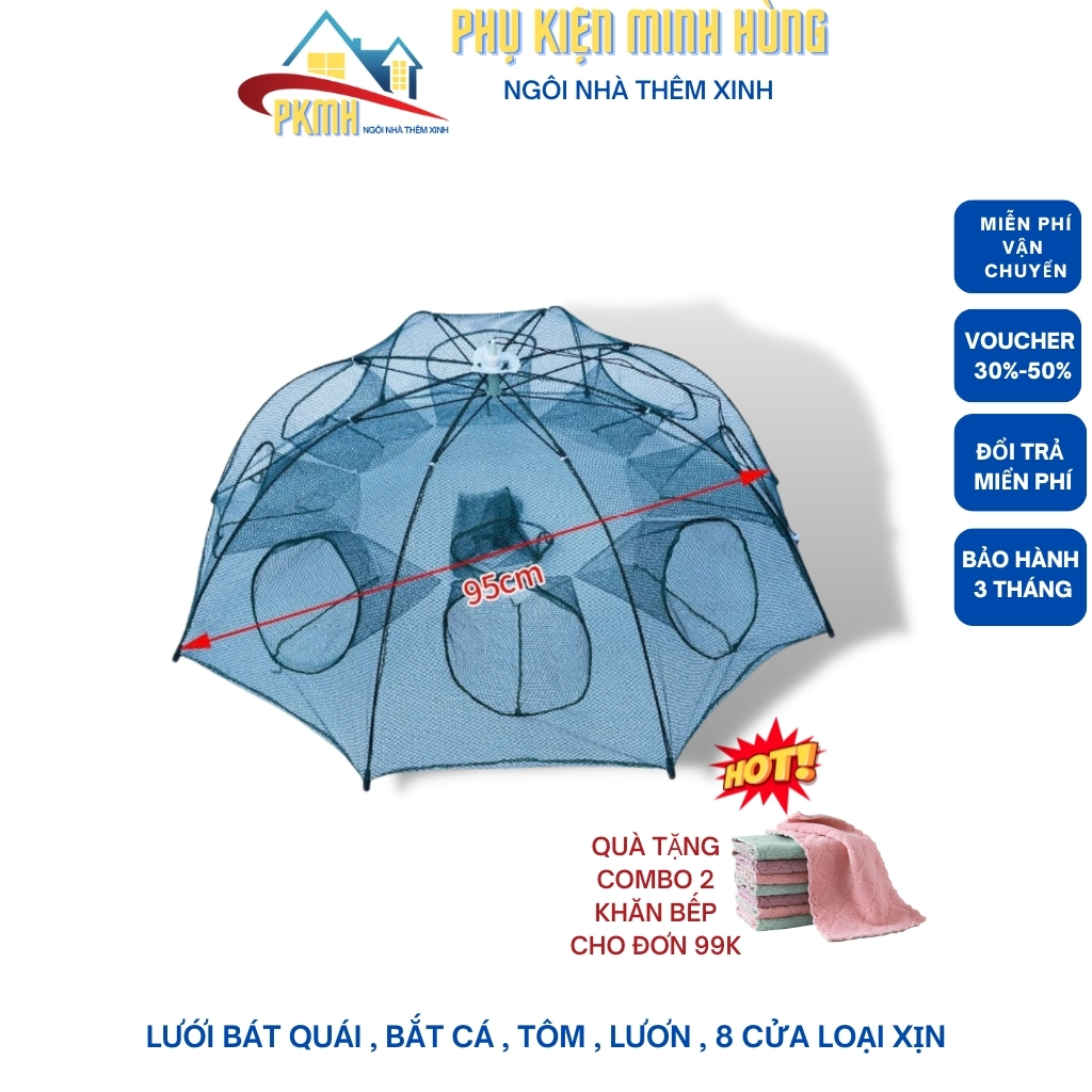 Lưới bát quái bắt cá , tôm , cua , lươn , 8 cửa , lưới phụ kiện minh hùng