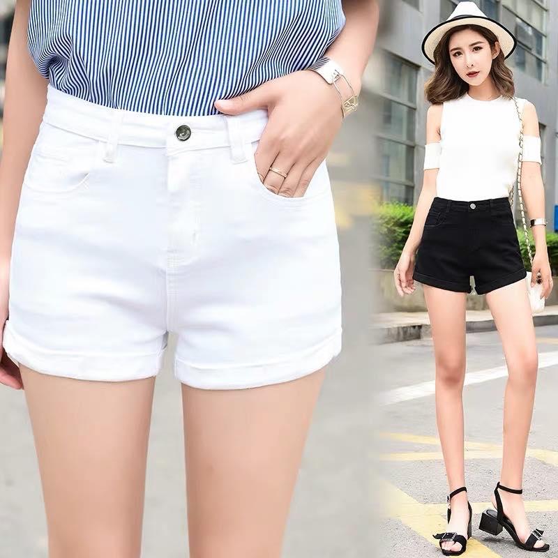 Quần short jean lụa co giãn siêu tốt lưng cao tôn dáng
