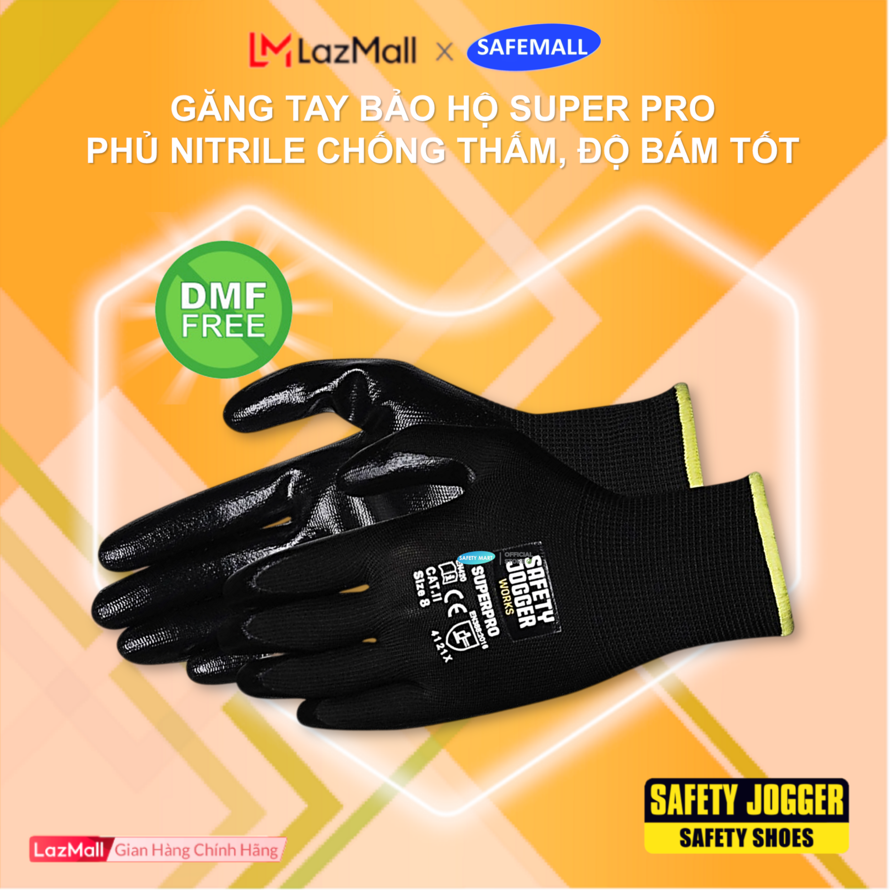Gloves labor protection safety jogger SuperPro genuine coated with nitrile gloves anti-oil viscosity, increased grip strength, high flexibility, used as garden, mechanical, repair, built-supermarket safemall