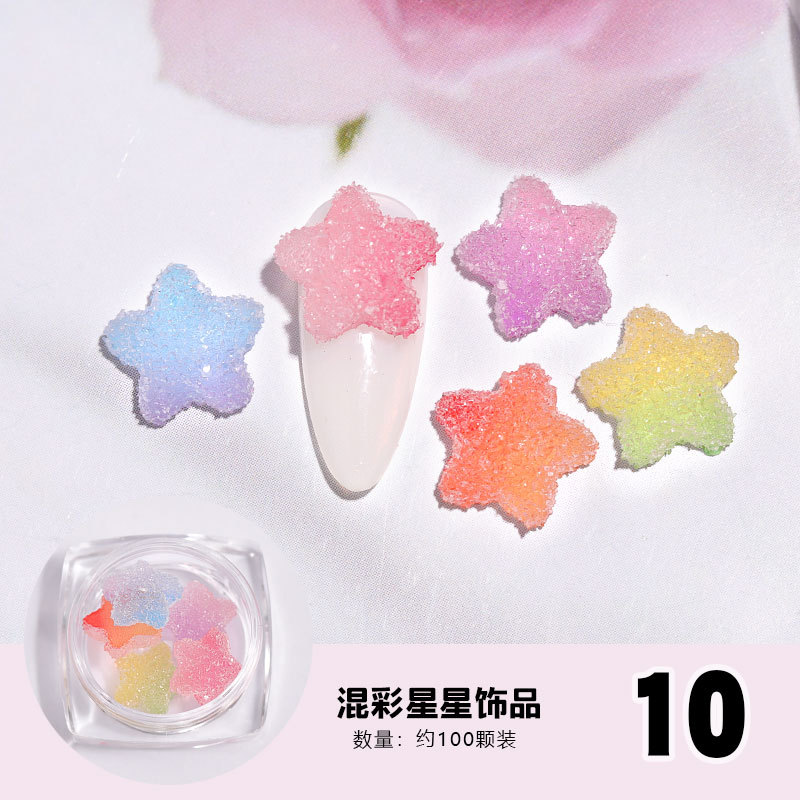 Charm kẹo, charm ngôi sao, charm trái tim trang trí móng tay nghệ thuật - hủ 5 charm