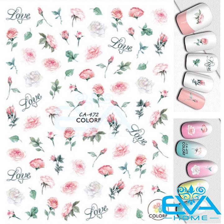 Miếng Dán Móng Tay 3D Nail Sticker Tráng Trí Hoạ Tiết Bông Hoa CA472