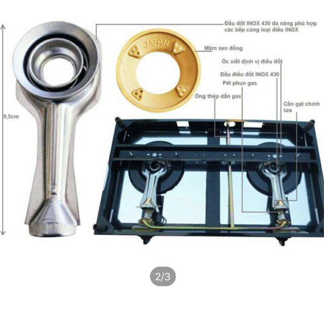 Bộ họng & mâm chia lửa bếp gas dương