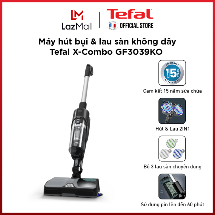 Máy hút bụi & lau sàn không dây tefal x-combo gf3039ko