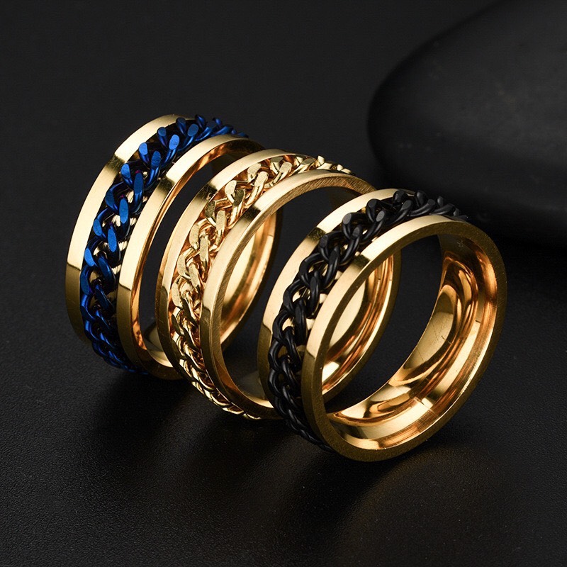 Nhẫn  Titan thời trang nam nữ dây xích xoay siêu hot b66