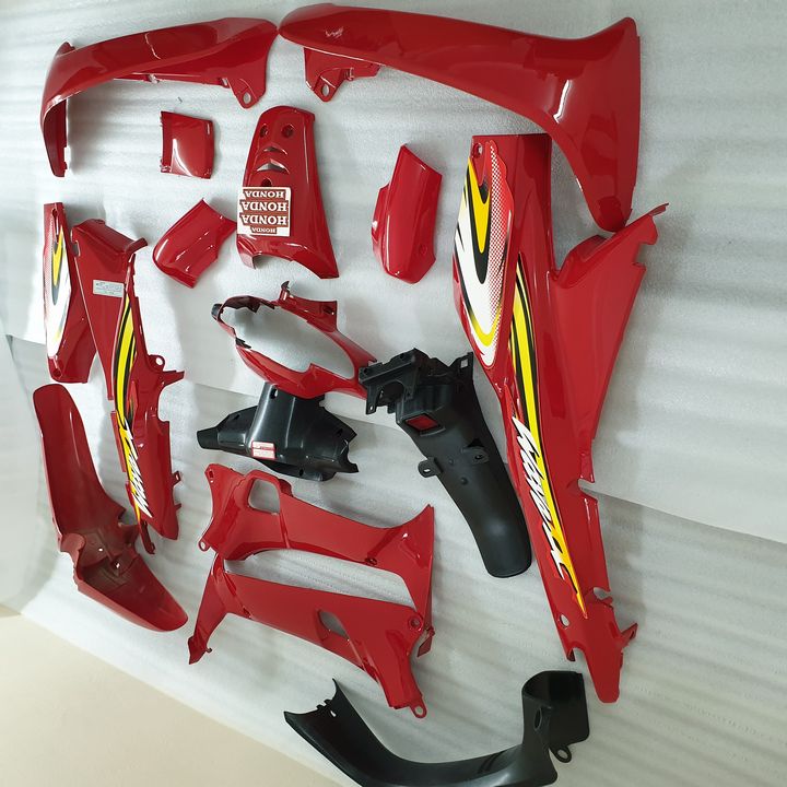 Bộ dàn áo xe Wave [ MÀU ĐỎ CỜ] Wave thái / Wave alpha đời 2002-2006 - Tặng tem theo bộ