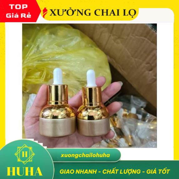 Chai lọ đựng tinh dầu 20ml bầu xi vàng, chiết serum, tinh chất