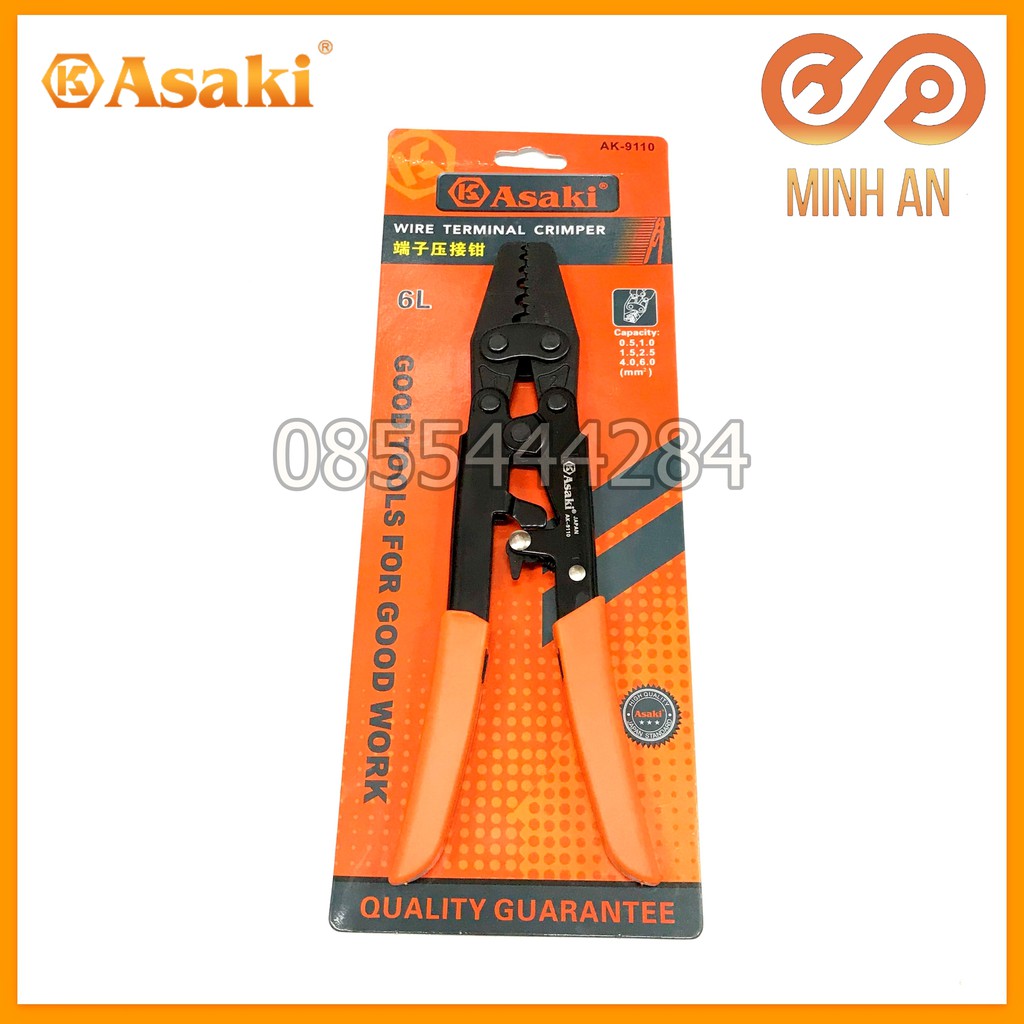 Kìm Bấm Cos 6L 0.5 - 6Mm2 Asaki Ak-9110 (Kềm Bấm Cốt 6L)