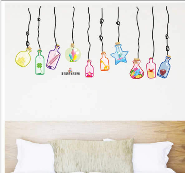 HCM Decal trang trí dây treo bình sắc màu