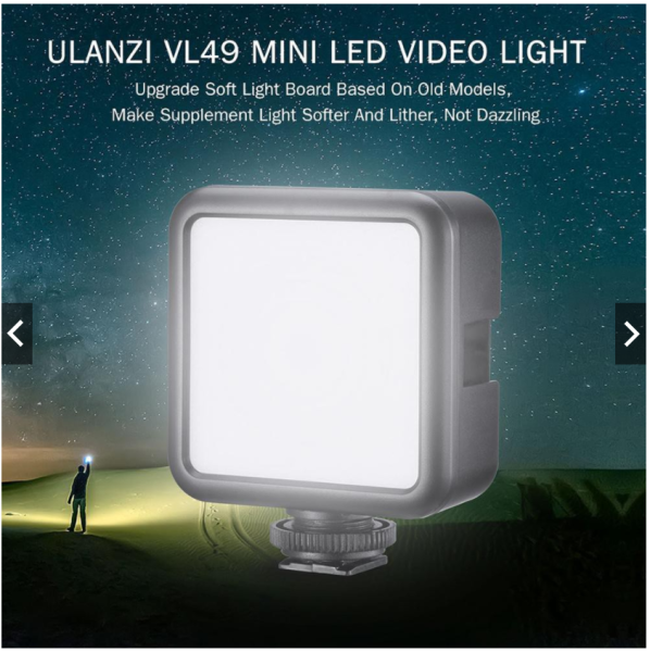 Đèn chụp ảnh ulanzi VL49 Mini LED 5500K CRI95 + Pin lithium tích hợp với ngàm cho máy ảnh,Smartphone