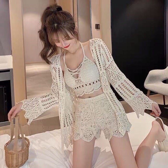Ren 04_Set ren đi biển nữ 3 món , bộ bikini bơi qc