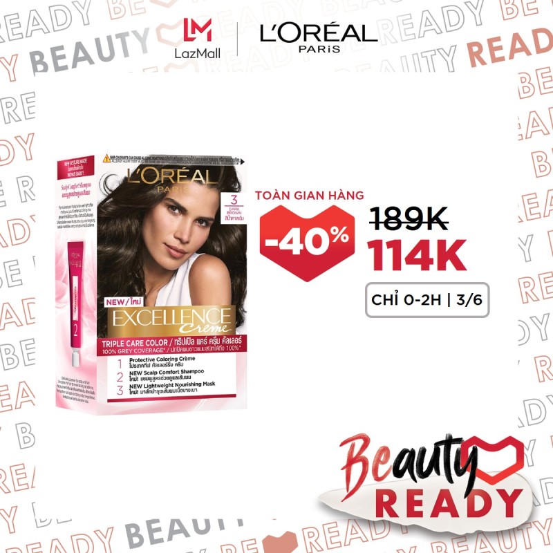 Màu nhuộm dưỡng tóc phủ bạc LOreal Paris Excellence Crème 172ml giá rẻ