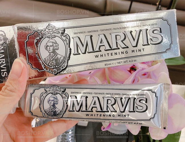 KEM ĐÁNH RĂNG CHUYÊN GIA LÀM TRẮNG RĂNG – MARVIS WHITENING MINT 85G CHÍNH HÃNG - HƯƠNG BẠC HÀ - 6300