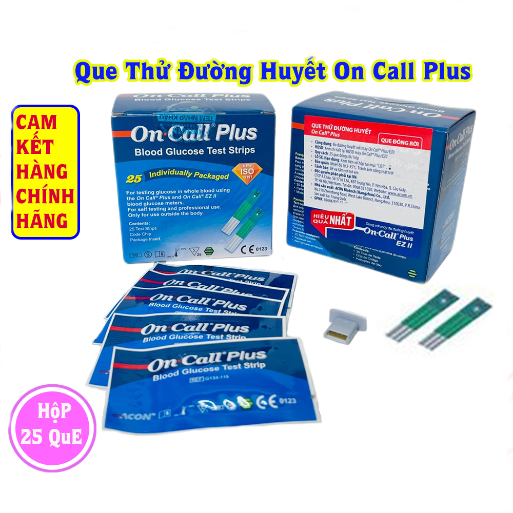 Máy đo đường huyết on call ez ii thương hiệu mỹ tặng 25 que thử